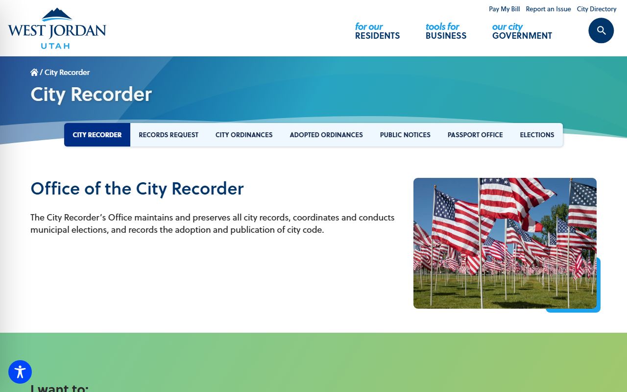 West Jordan Genealogy records at the city recorder