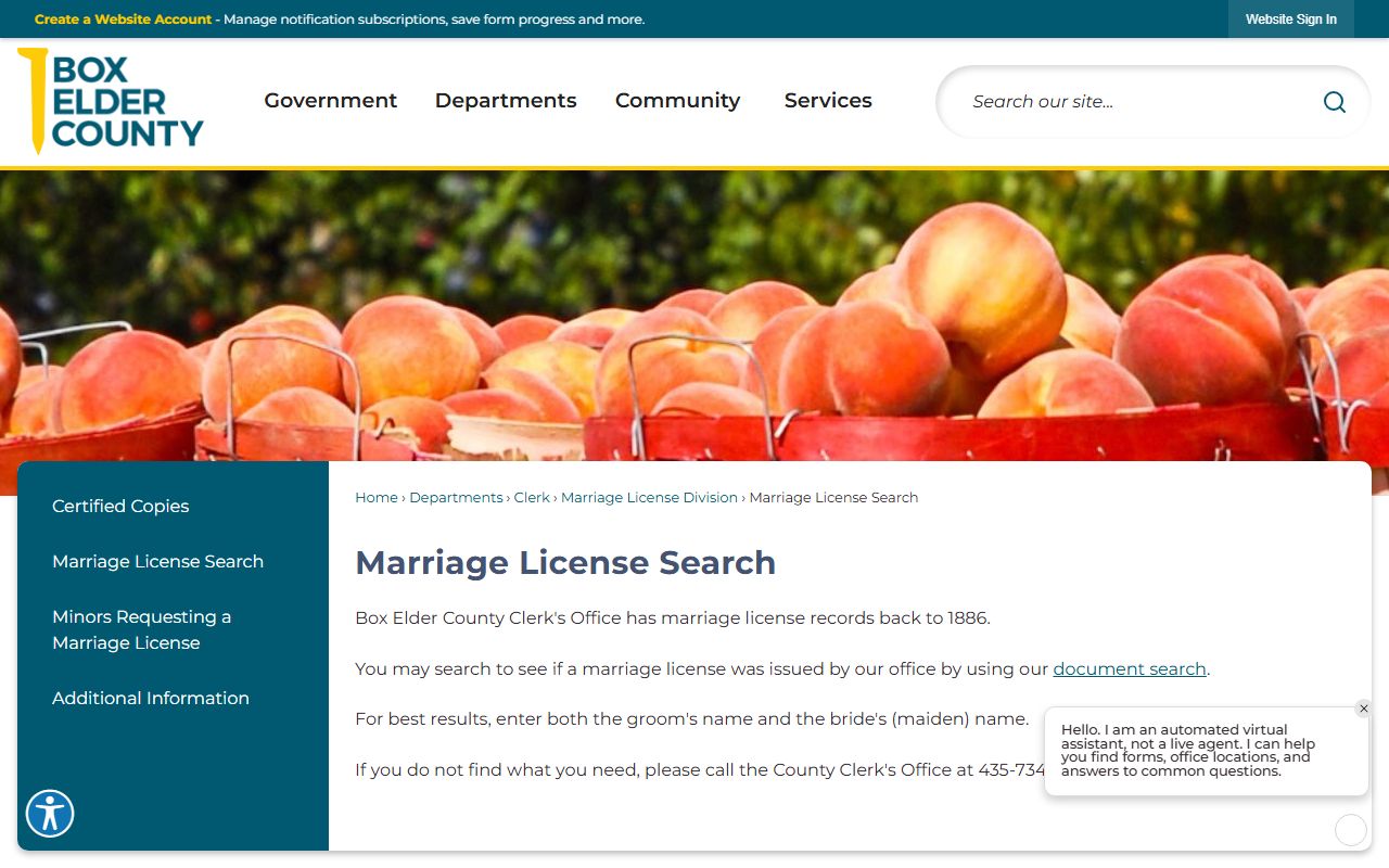 Box Elder County Genealogy marriage search