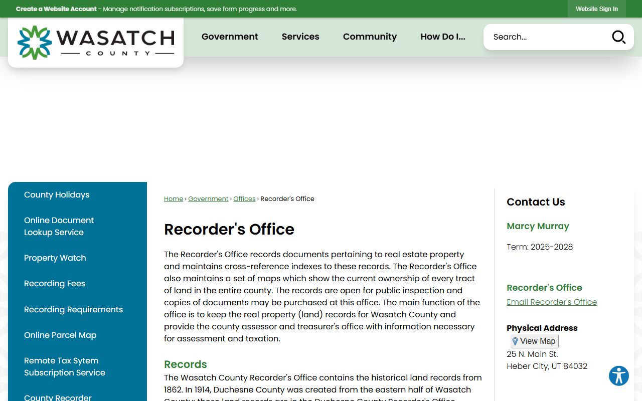 Wasatch County Genealogy recorder records